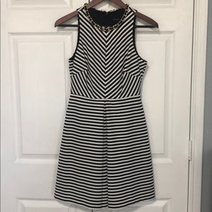 Black/ white striped with chain accent neckline